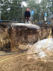 Bunyip rock drilling for blasting preparations on site boundary